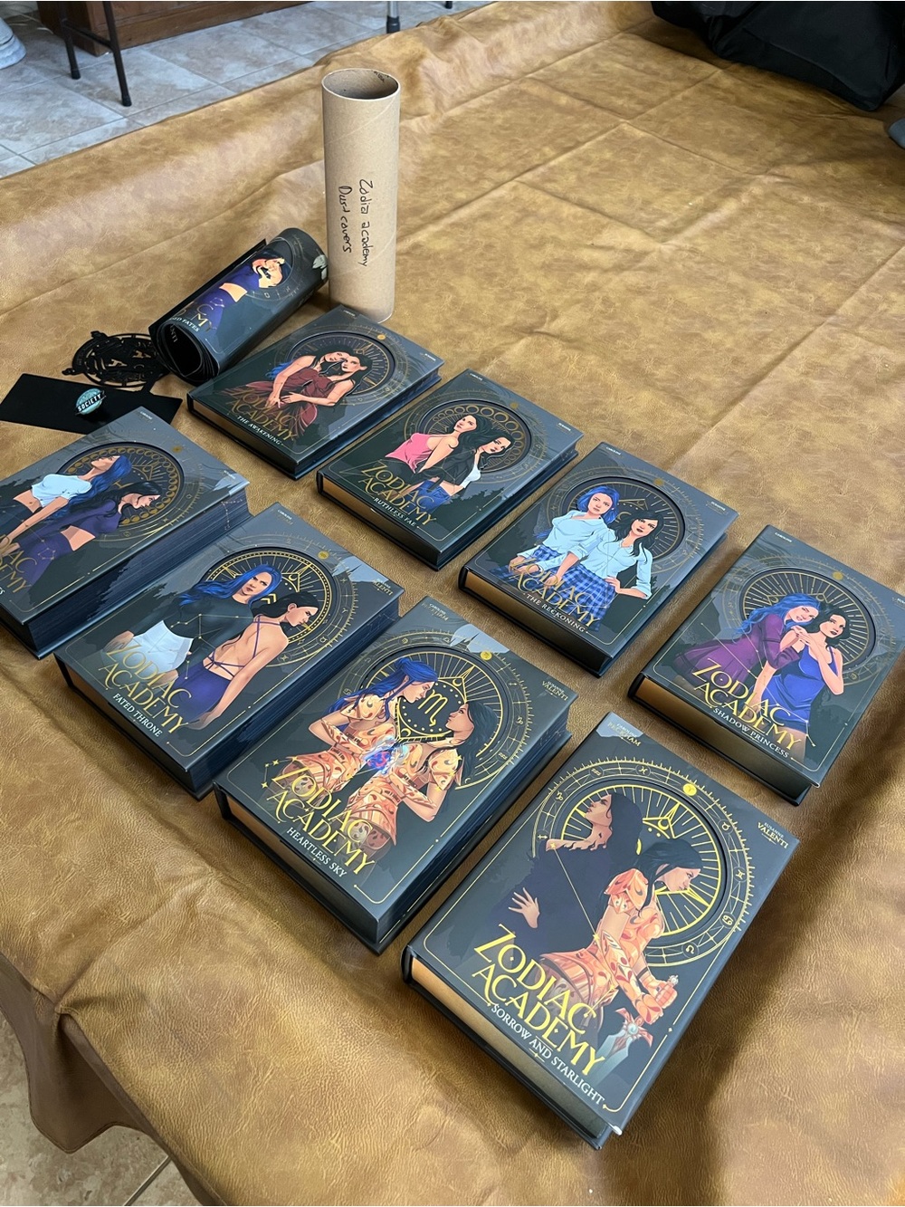 New Bookish Box Exclusive Signed Zodiac Academy 8 Book Series with dust covers